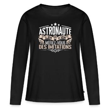 Astronaute le seul Astronaute le vrai Astronaute - T-shirt manches longues Premium bio Femme - noir - Devant - Julia (174cm)
