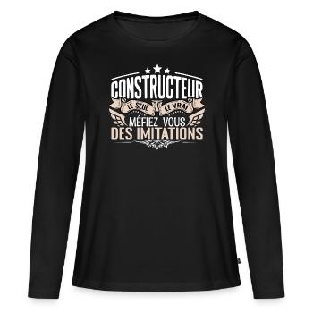 Constructeur le seul Constructeur le vrai Construc - T-shirt manches longues Premium bio Femme - noir - Devant - Julia (174cm)