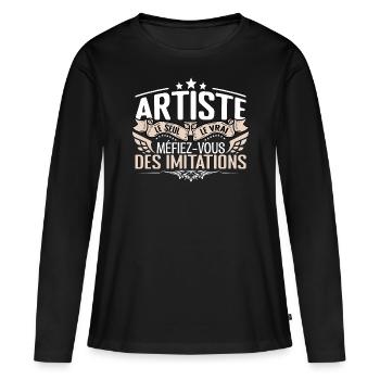 Artiste le seul Artiste le vrai Artiste - T-shirt manches longues Premium bio Femme - noir - Devant - Julia (174cm)