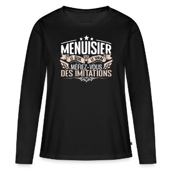 Menuisier le seul Menuisier le vrai Menuisier - T-shirt manches longues Premium bio Femme - noir - Devant - Julia (174cm)