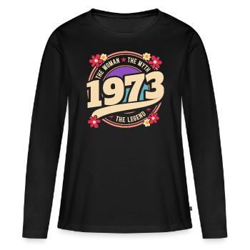 Femme 1973 La Légende 50 Ans Anniversaire - T-shirt manches longues Premium bio Femme - noir - Devant - Julia (174cm)