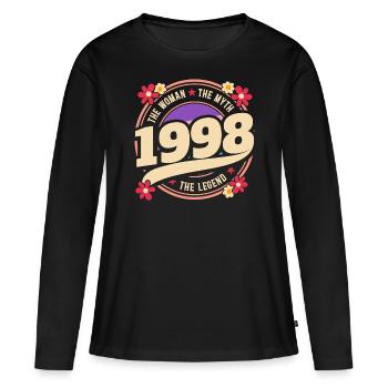 Femme 1998 La Légende 25 Ans Anniversaire - T-shirt manches longues Premium bio Femme - noir - Devant - Julia (174cm)