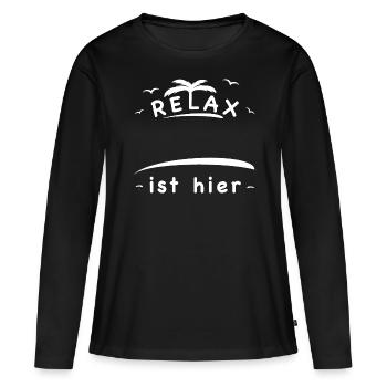 Relax - Frauen Premium Bio Langarmshirt - Schwarz - Vorne - Julia (174cm)