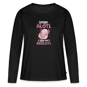 Axolotl Wassertier Wasser Geschenk - Frauen Premium Bio Langarmshirt - Schwarz - Vorne - Julia (174cm)