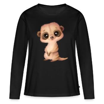Suricate mignon avec des yeux - T-shirt manches longues Premium bio Femme - noir - Devant - Julia (174cm)
