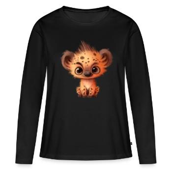 Mignonne bébé hyène avec des yeux - T-shirt manches longues Premium bio Femme - noir - Devant - Julia (174cm)