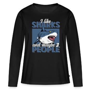 Ich mag Sharks & Maybe 3 People Funny Great White - Frauen Premium Bio Langarmshirt - Schwarz - Vorne - Julia (174cm)
