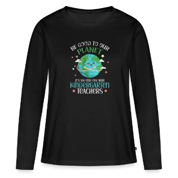 Kindergarten - Frauen Premium Bio Langarmshirt - Schwarz - Vorne - Julia (174cm)