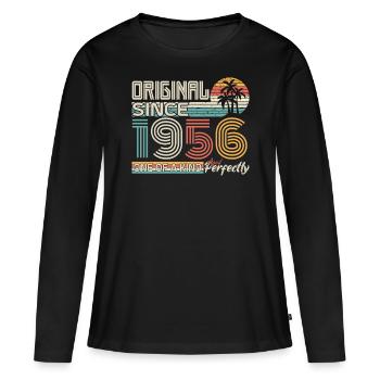1956 Geburtstag 1956 geboren 1956 Jubiläum - Frauen Premium Bio Langarmshirt - Schwarz - Vorne - Julia (174cm)