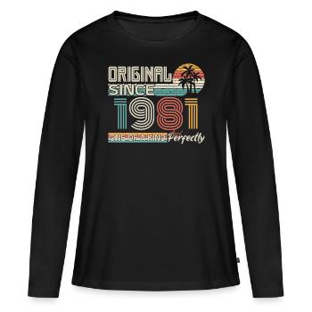 1981 anniversaire 1981 né en 1981 anniversaire - T-shirt manches longues Premium bio Femme - noir - Devant - Julia (174cm)