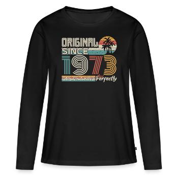 1973 anniversaire 1973 né en 1973 anniversaire - T-shirt manches longues Premium bio Femme - noir - Devant - Julia (174cm)