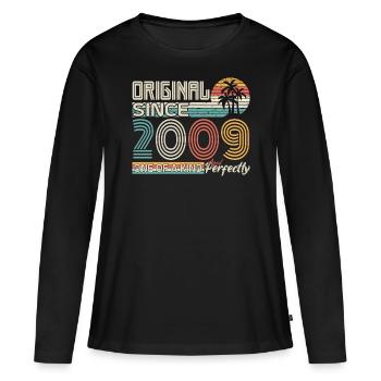 2009 Jubiläum 2009 Jahrgang 2009 Jubiläum - Frauen Premium Bio Langarmshirt - Schwarz - Vorne - Julia (174cm)