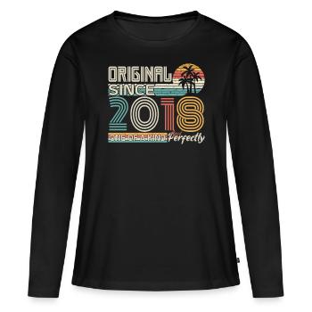 2018 anniversaire 2018 né en 2018 anniversaire - T-shirt manches longues Premium bio Femme - noir - Devant - Julia (174cm)