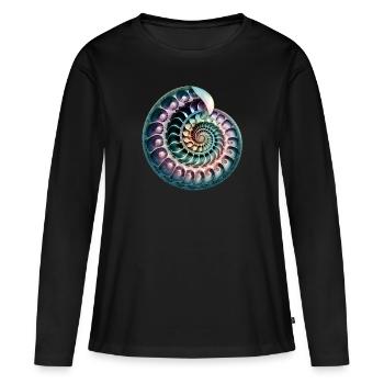 Fibonacci spiral, shell, golden ratio - Women's Premium Organic Long Sleeve Shirt - black - Front - Julia (174cm)
