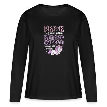 Kindergarten - Frauen Premium Bio Langarmshirt - Schwarz - Vorne - Julia (174cm)