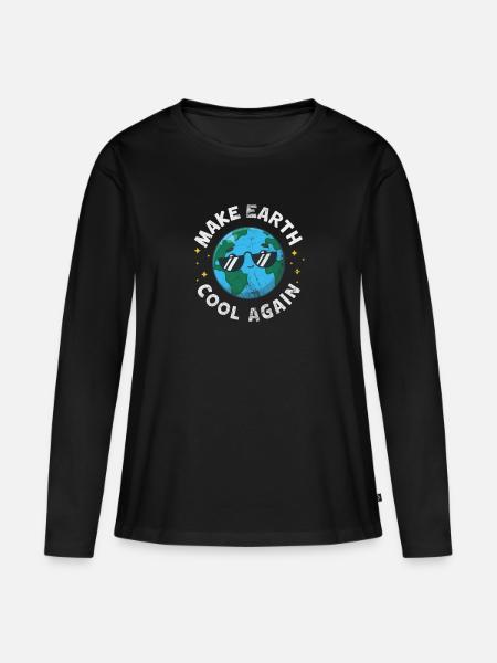 Klimawandel Umwelt Earth Erde Geschenk - Ekologisk långärmad premium-T-shirt dam - svart