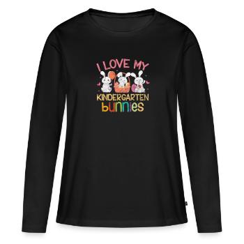 Kindergarten - Frauen Premium Bio Langarmshirt - Schwarz - Vorne - Julia (174cm)