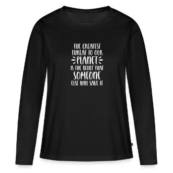 Changement climatique - T-shirt manches longues Premium bio Femme - noir - Devant - Julia (174cm)