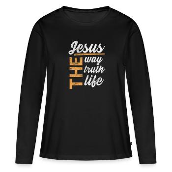 Bible - T-shirt manches longues Premium bio Femme - noir - Devant - Julia (174cm)