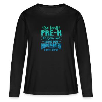 Kindergarten - Frauen Premium Bio Langarmshirt - Schwarz - Vorne - Julia (174cm)