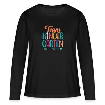 Kindergarten - Frauen Premium Bio Langarmshirt - Schwarz - Vorne - Julia (174cm)