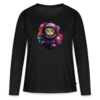 Astro Chat - T-shirt manches longues Premium bio Femme - noir - Devant - Julia (174cm)