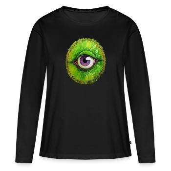 Lebendige Kiwi -Freude - Frauen Premium Bio Langarmshirt - Schwarz - Vorne - Julia (174cm)