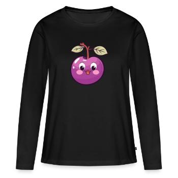 Prune Kawaii Prune Douce - T-shirt manches longues Premium bio Femme - noir - Devant - Julia (174cm)