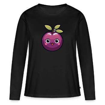 Prune Kawaii Prune Douce - T-shirt manches longues Premium bio Femme - noir - Devant - Julia (174cm)