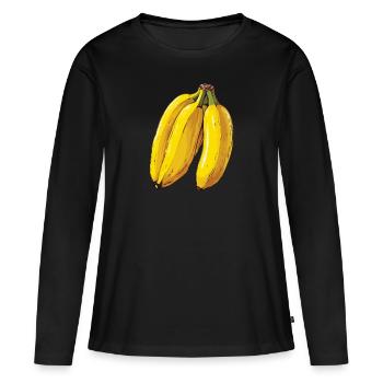 Spécialités jaune banane - T-shirt manches longues Premium bio Femme - noir - Devant - Julia (174cm)