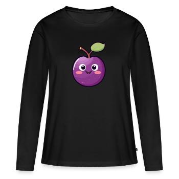 Prune Kawaii Prune Douce - T-shirt manches longues Premium bio Femme - noir - Devant - Julia (174cm)