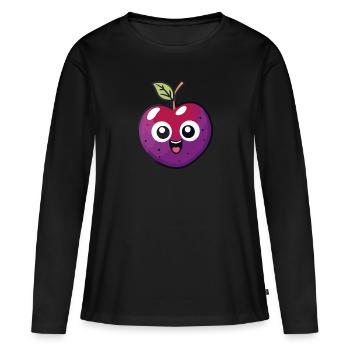 Prune Kawaii - T-shirt manches longues Premium bio Femme - noir - Devant - Julia (174cm)