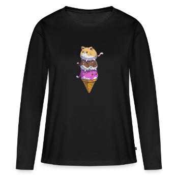 Eiscreme - Frauen Premium Bio Langarmshirt - Schwarz - Vorne - Julia (174cm)