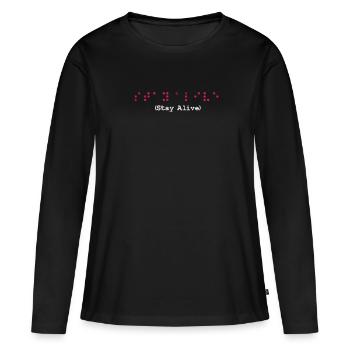 Braille - T-shirt manches longues Premium bio Femme - noir - Devant - Julia (174cm)