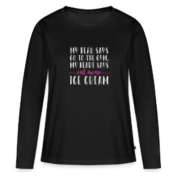 Eiscreme - Frauen Premium Bio Langarmshirt - Schwarz - Vorne - Julia (174cm)