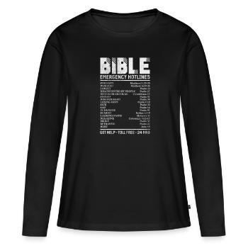 Bible - T-shirt manches longues Premium bio Femme - noir - Devant - Julia (174cm)
