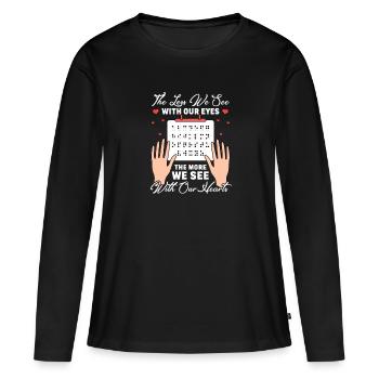 Braille Braille Blind Gift - T-shirt manches longues Premium bio Femme - noir - Devant - Julia (174cm)