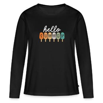 Eiscreme - Frauen Premium Bio Langarmshirt - Schwarz - Vorne - Julia (174cm)