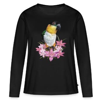 Le caïque à tête noire - T-shirt manches longues Premium bio Femme - noir - Devant - Julia (174cm)