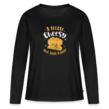 Fromage - T-shirt manches longues Premium bio Femme - noir - Devant - Julia (174cm)