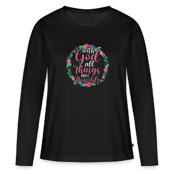 Bible - T-shirt manches longues Premium bio Femme - noir - Devant - Julia (174cm)