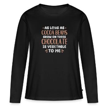 Schokolade - Frauen Premium Bio Langarmshirt - Schwarz - Vorne - Julia (174cm)
