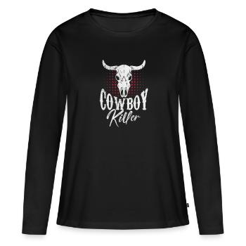 Cow-boy - T-shirt manches longues Premium bio Femme - noir - Devant - Julia (174cm)