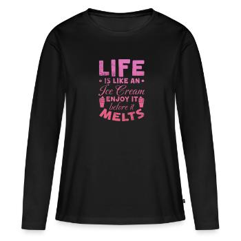 Eiscreme - Frauen Premium Bio Langarmshirt - Schwarz - Vorne - Julia (174cm)