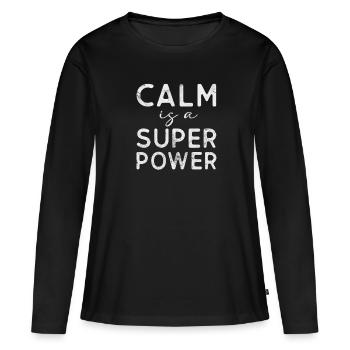 Méditation - T-shirt manches longues Premium bio Femme - noir - Devant - Julia (174cm)