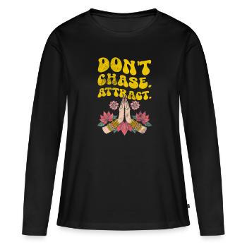 Méditation - T-shirt manches longues Premium bio Femme - noir - Devant - Julia (174cm)