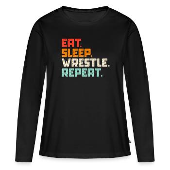 Wrestling Wrestler Fight Wrestling Ringer Gift - Women's Premium Organic Long Sleeve Shirt - black - Front - Julia (174cm)
