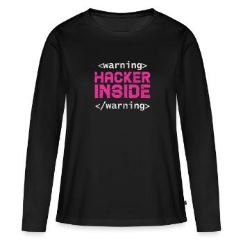 Hacker - Frauen Premium Bio Langarmshirt - Schwarz - Vorne - Julia (174cm)