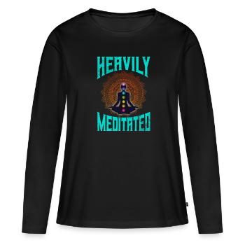Méditation - T-shirt manches longues Premium bio Femme - noir - Devant - Julia (174cm)
