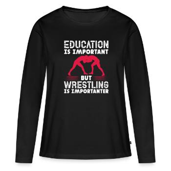 Wrestling Wrestler Fight Wrestling Ringer Gift - Women's Premium Organic Long Sleeve Shirt - black - Front - Julia (174cm)